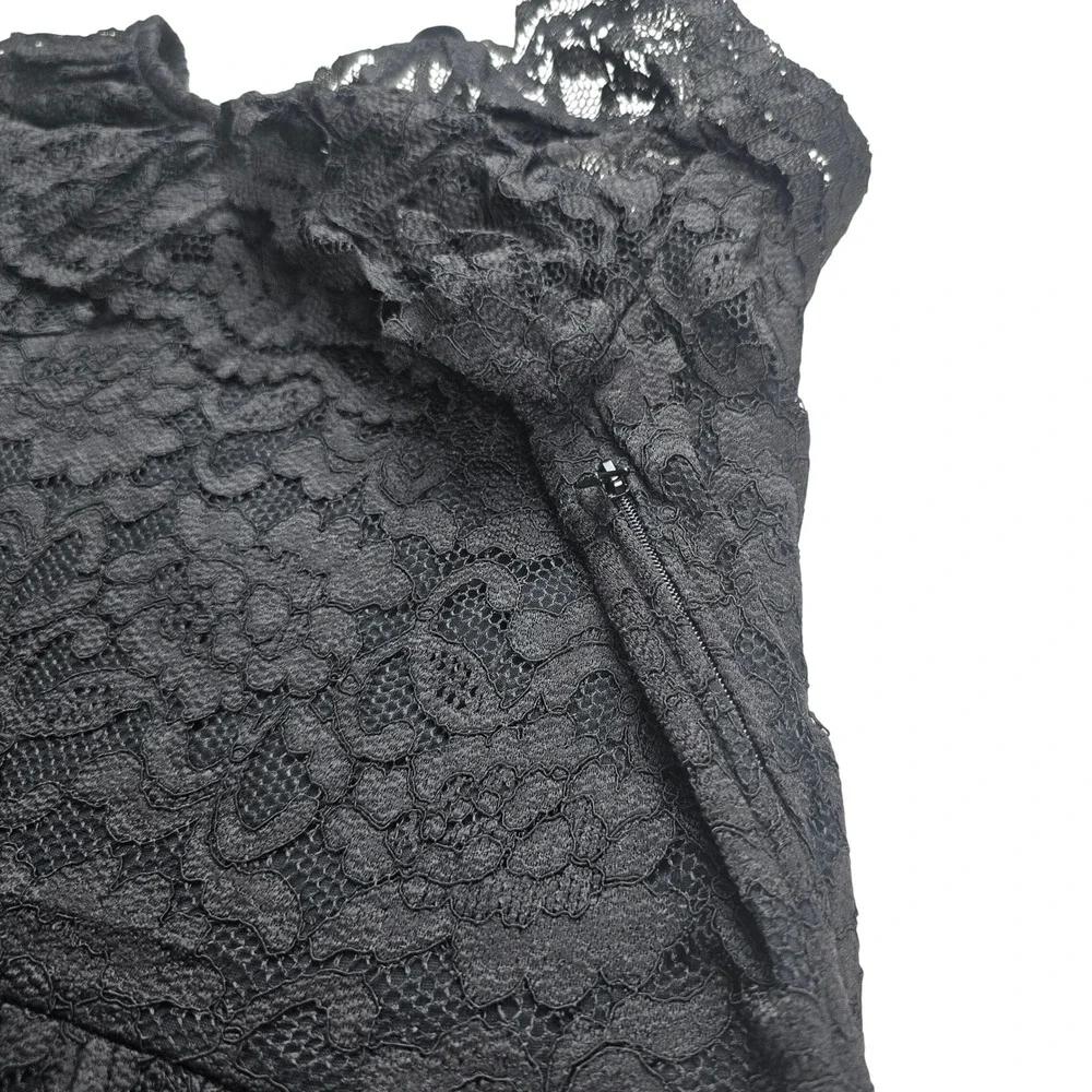H&M Divided Lace Dress Women Size 2 Black Excellent Off Shoulder Fit Flare LBD - Picture 2 of 5